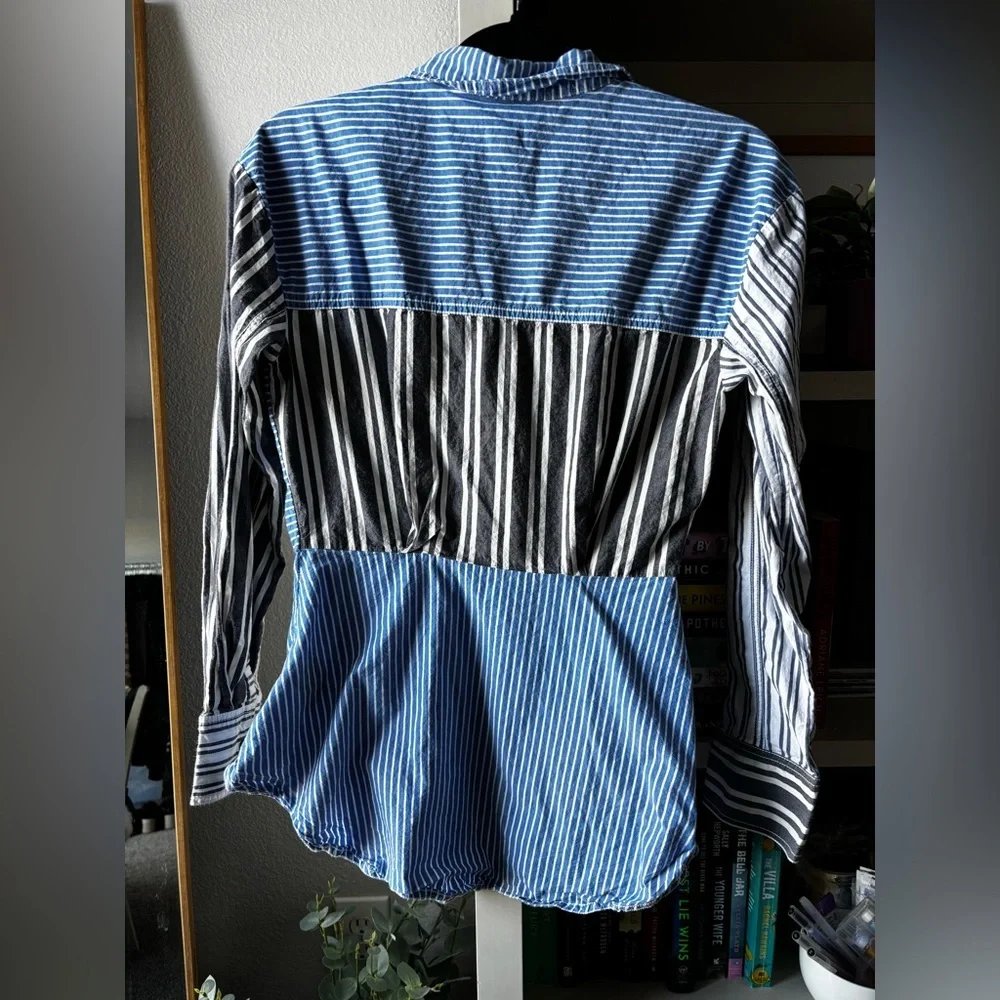 Anthropologie Pilcro Reworked Mixed Stripe Buttondown Shirt - Picture 7 of 7